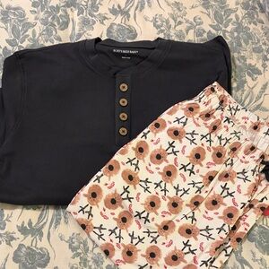 Burt’s Bees Baby Family Pajamas Black Henley Top and Reindeer Pants Set